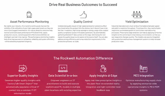 FactoryTalk Analytics site: the Rockwell difference (Rockwell Automation)