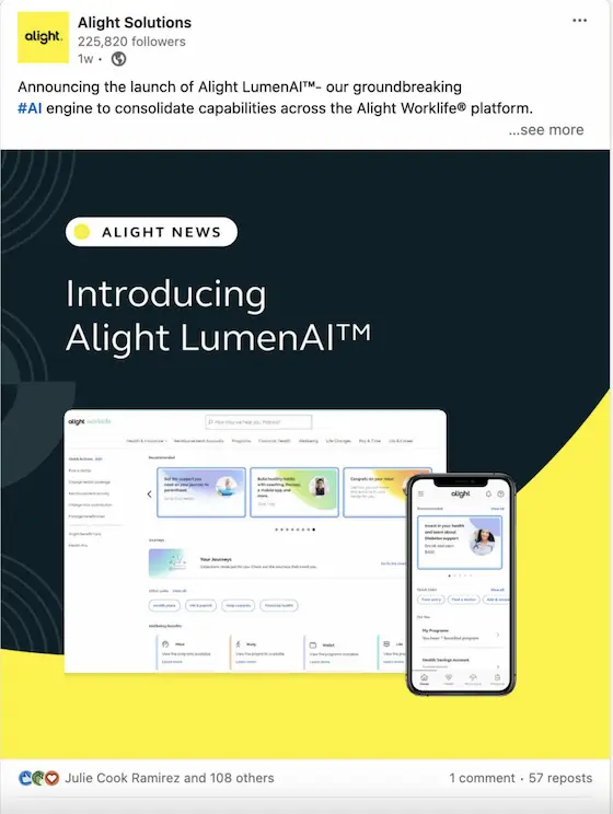 LinkedIn launch post: Introducing Alight LumenAI (Alight)